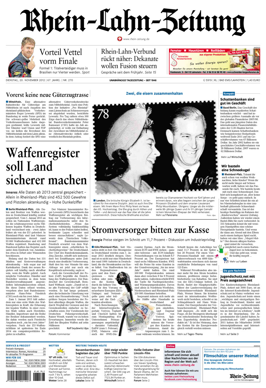 Rhein-Lahn-Zeitung vom Dienstag, 20.11.2012