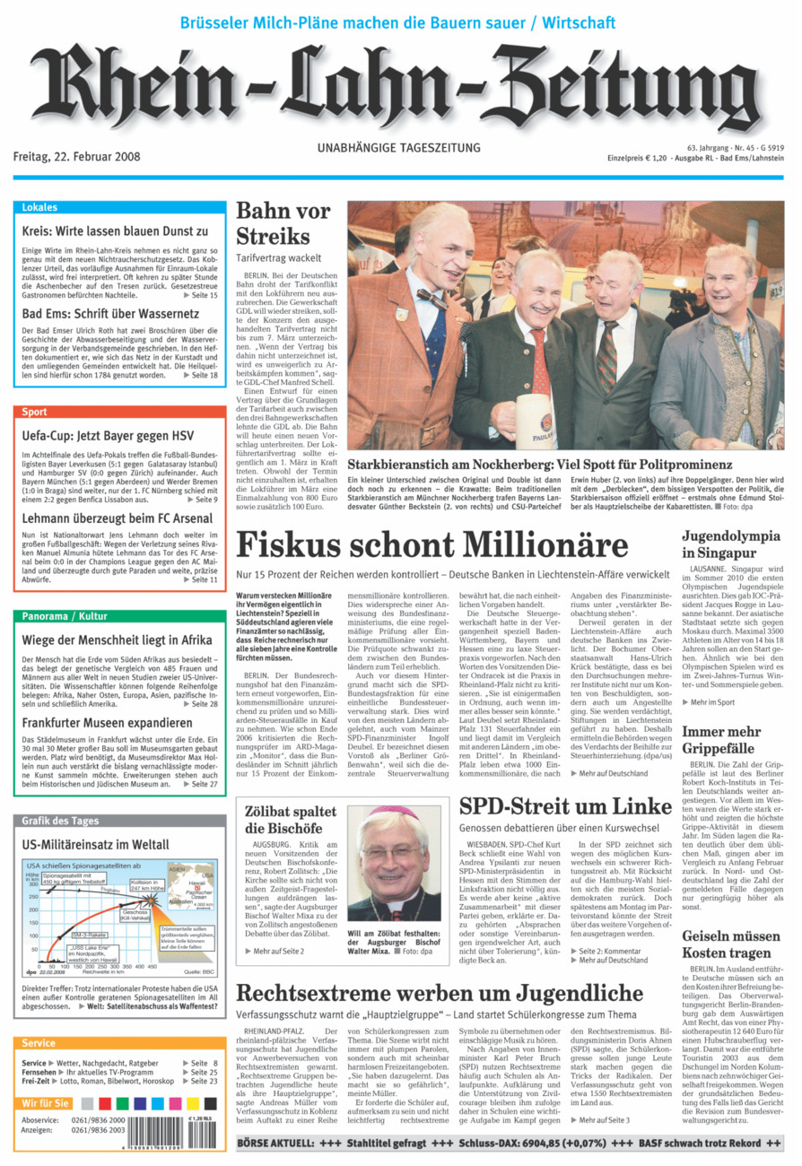 Rhein-Lahn-Zeitung vom Freitag, 22.02.2008