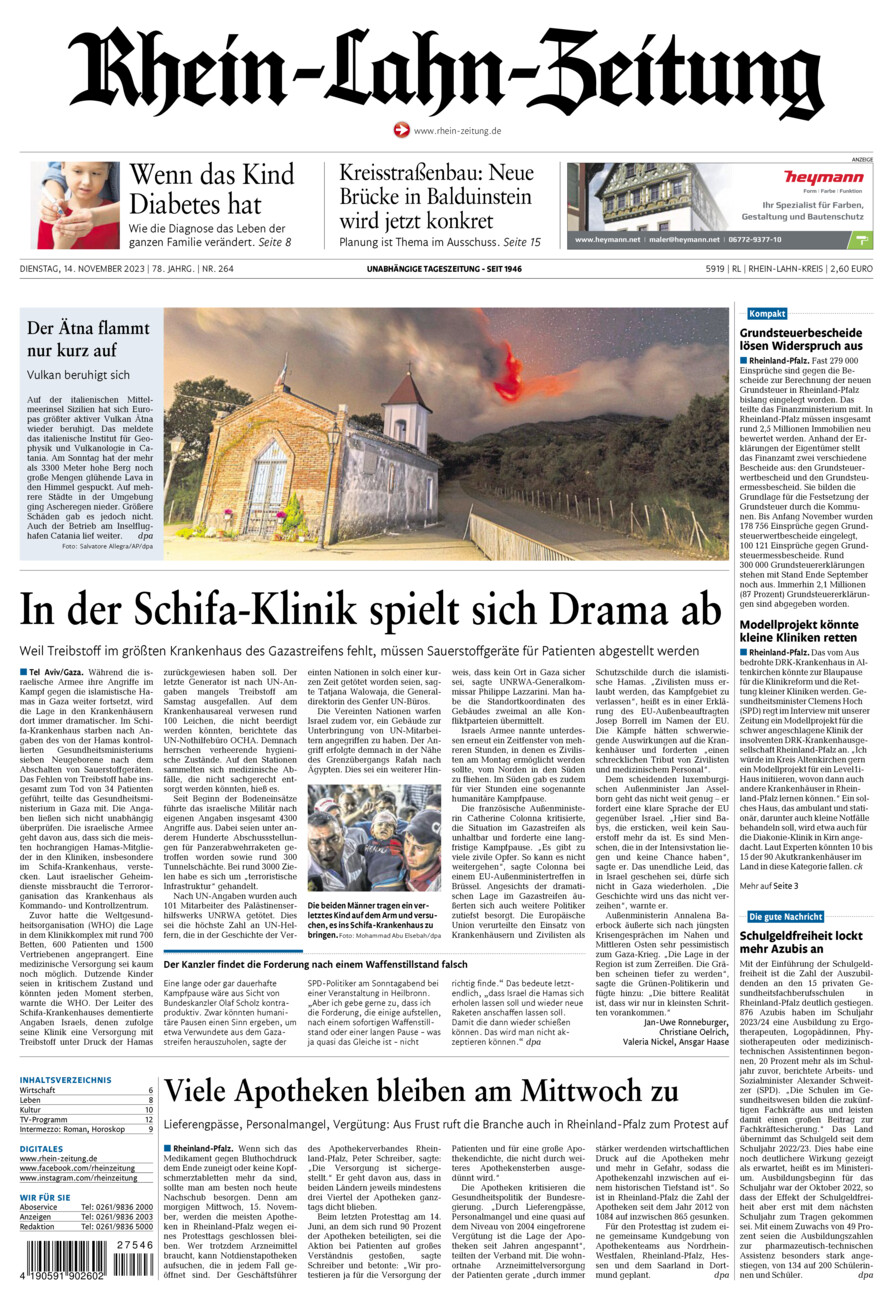 Rhein-Lahn-Zeitung vom Dienstag, 14.11.2023