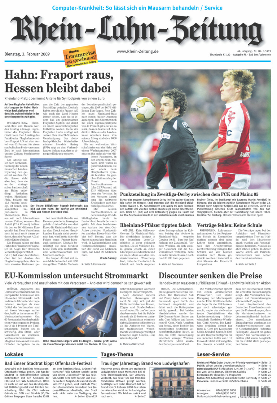 Rhein-Lahn-Zeitung vom Dienstag, 03.02.2009