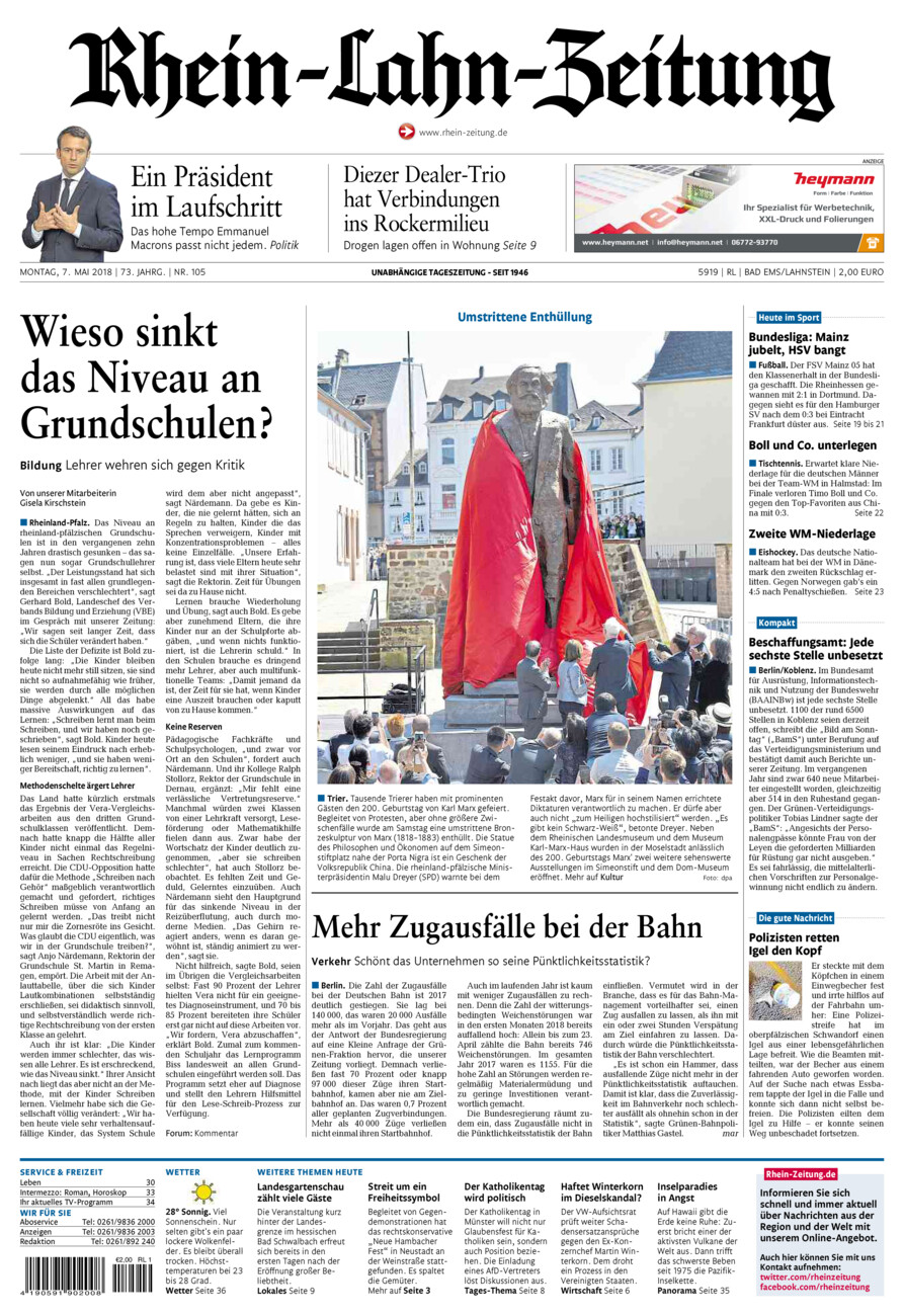 Rhein-Lahn-Zeitung vom Montag, 07.05.2018