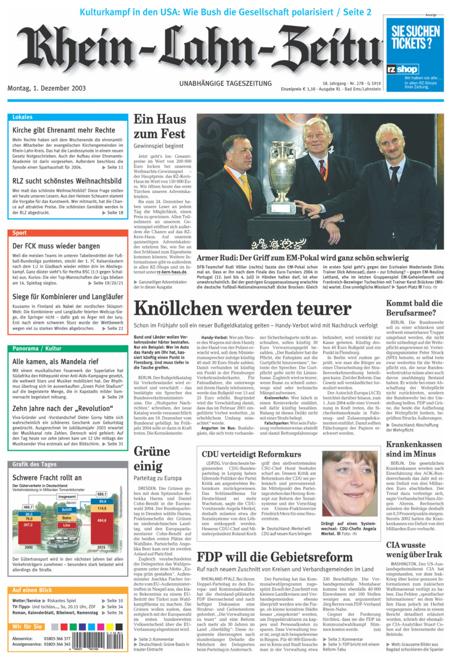 Rhein-Lahn-Zeitung vom Montag, 01.12.2003