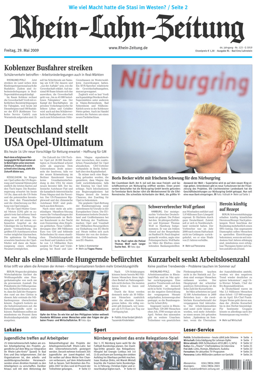 Rhein-Lahn-Zeitung vom Freitag, 29.05.2009