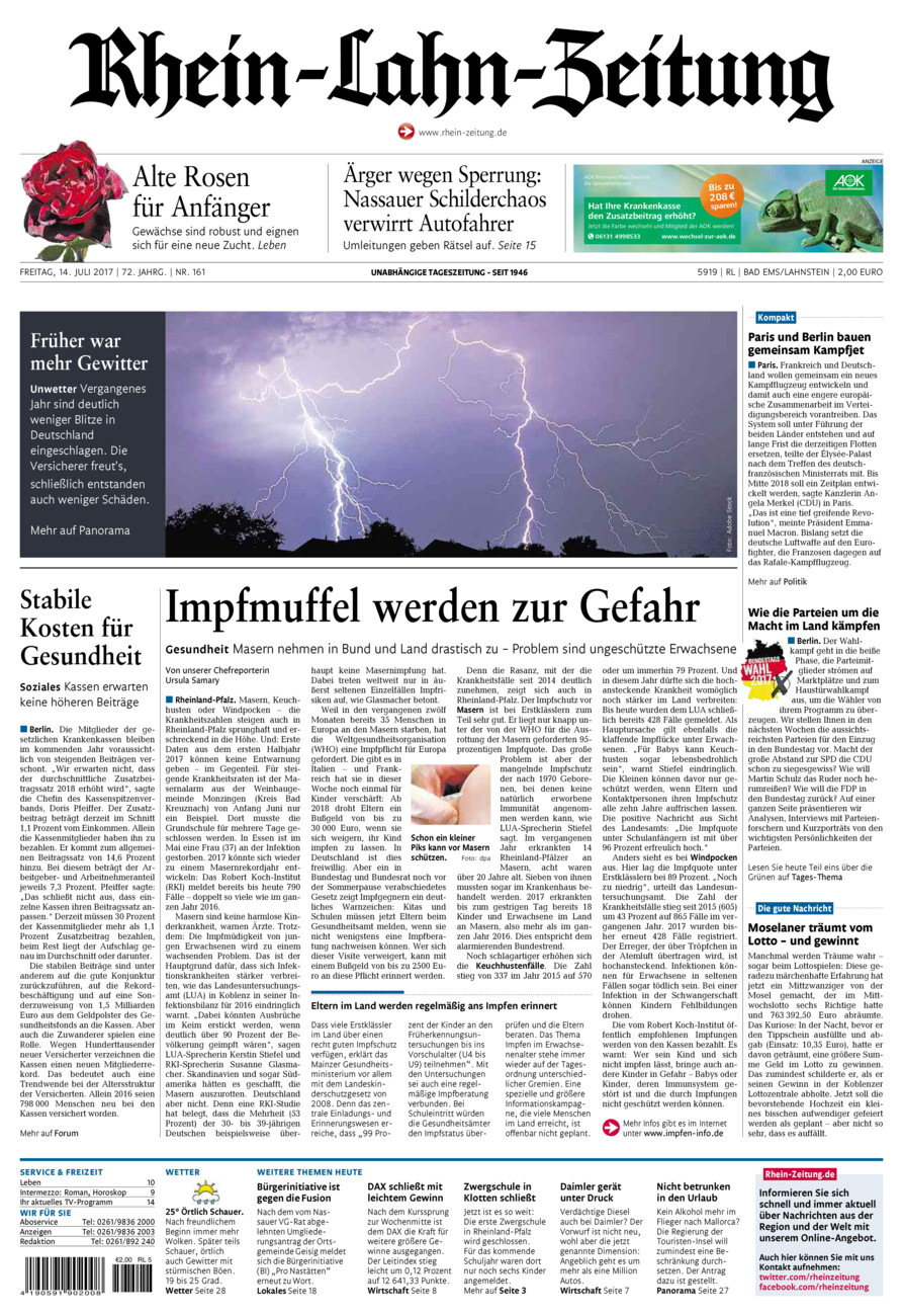 Rhein-Lahn-Zeitung vom Freitag, 14.07.2017