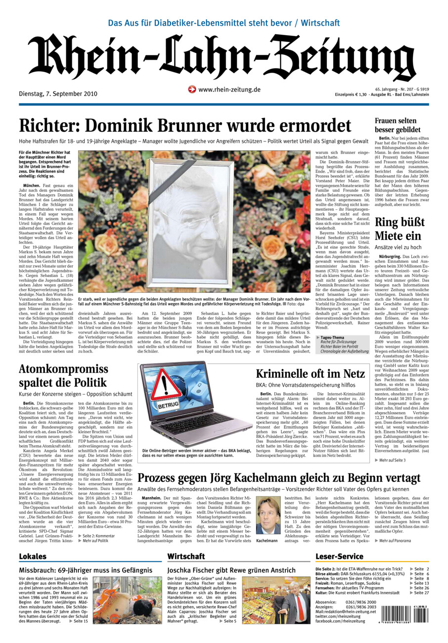 Rhein-Lahn-Zeitung vom Dienstag, 07.09.2010
