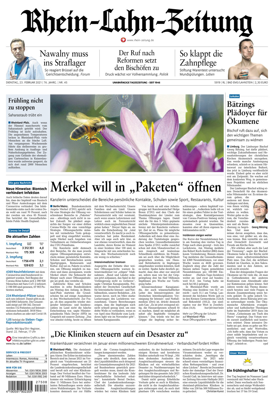 Rhein-Lahn-Zeitung vom Dienstag, 23.02.2021