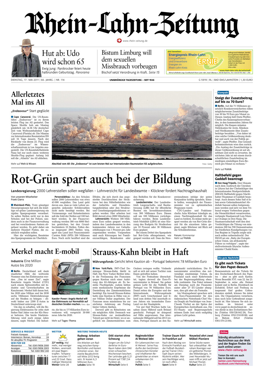 Rhein-Lahn-Zeitung vom Dienstag, 17.05.2011