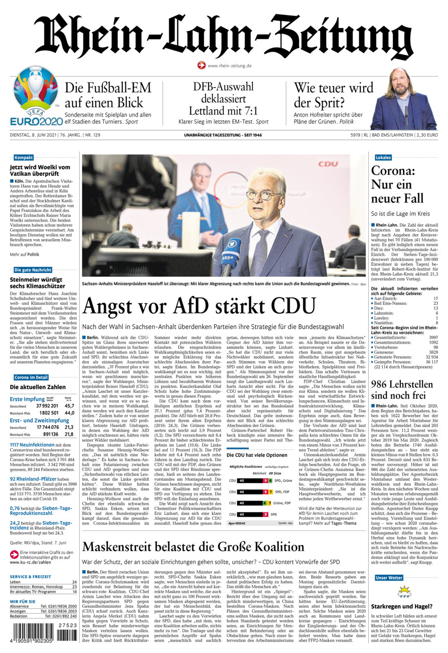 Rhein-Lahn-Zeitung vom Dienstag, 08.06.2021