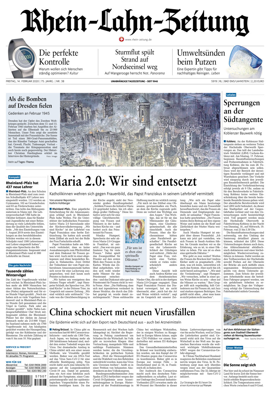Rhein-Lahn-Zeitung vom Freitag, 14.02.2020