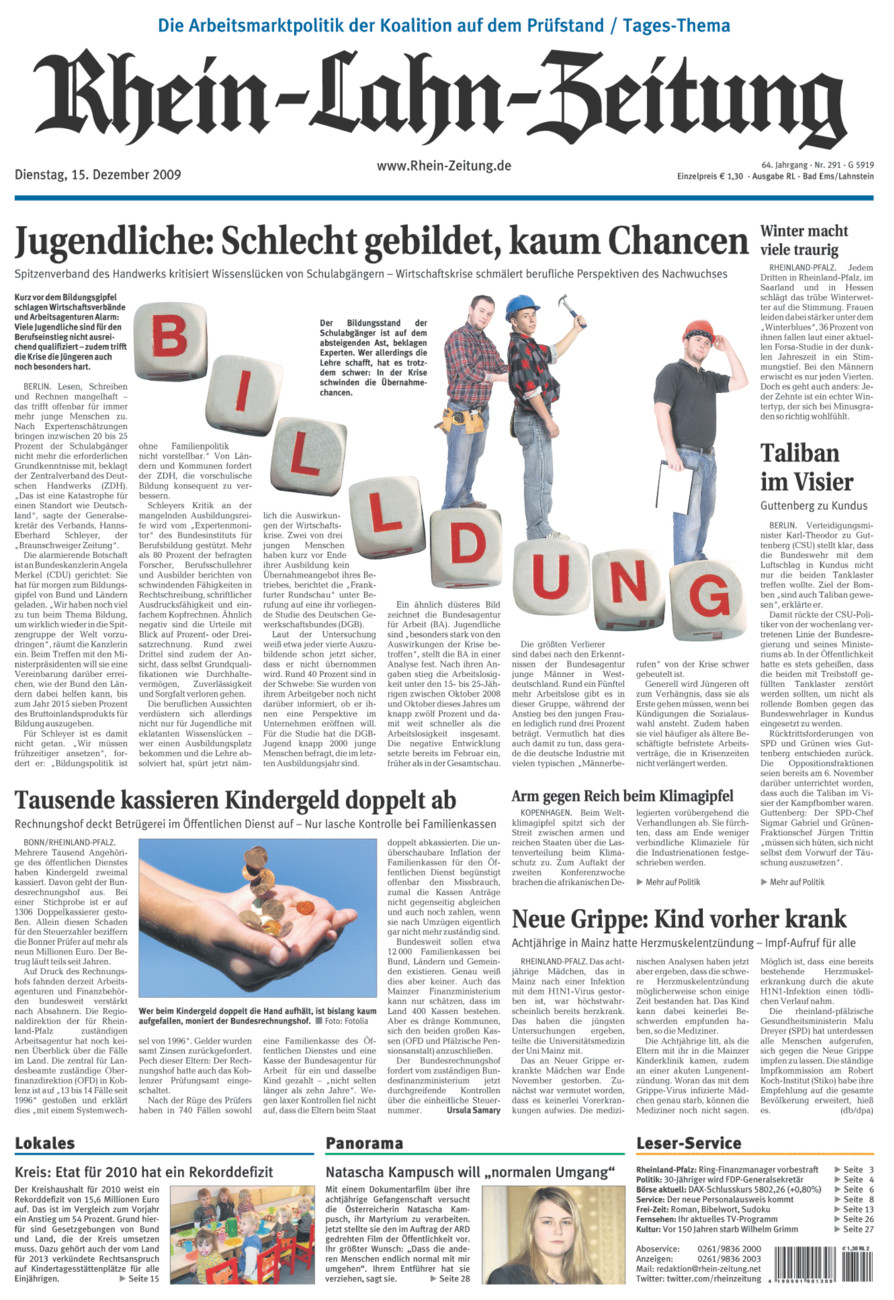 Rhein-Lahn-Zeitung vom Dienstag, 15.12.2009