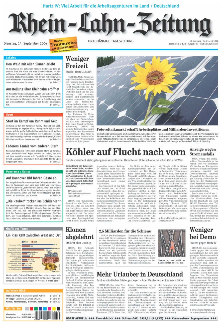 Rhein-Lahn-Zeitung vom Dienstag, 14.09.2004