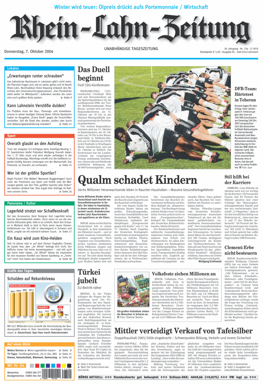 Rhein-Lahn-Zeitung vom Donnerstag, 07.10.2004
