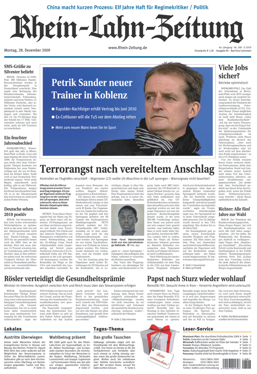 Rhein-Lahn-Zeitung vom Montag, 28.12.2009