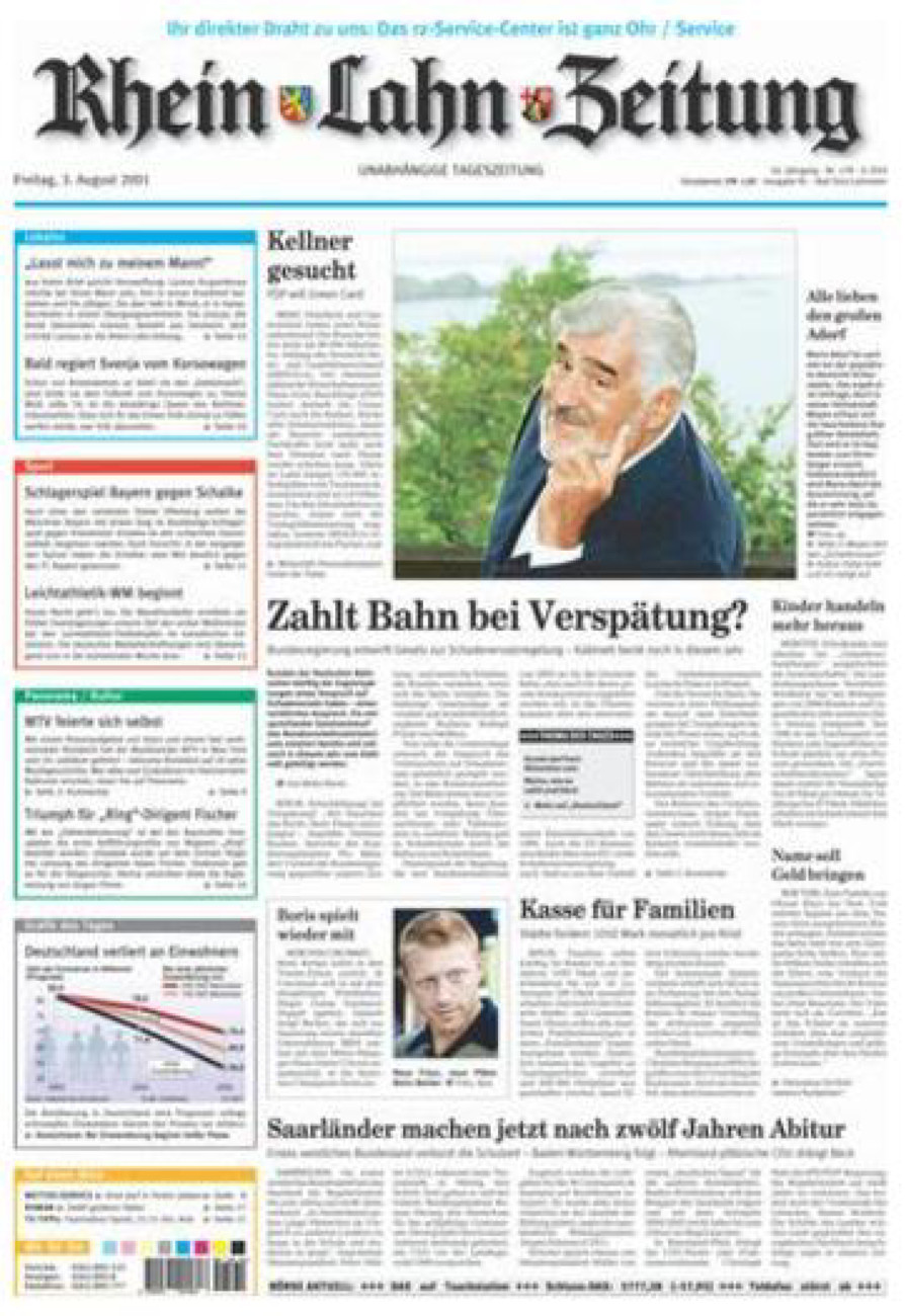 Rhein-Lahn-Zeitung vom Freitag, 03.08.2001