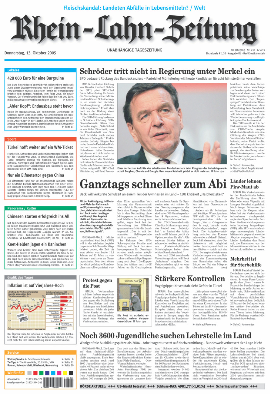 Rhein-Lahn-Zeitung vom Donnerstag, 13.10.2005