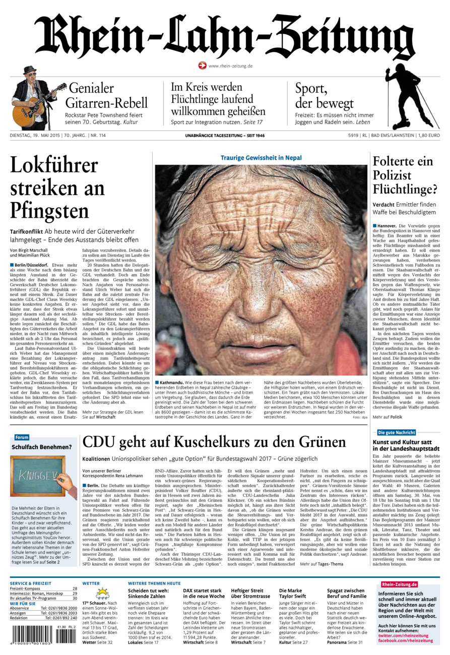 Rhein-Lahn-Zeitung vom Dienstag, 19.05.2015