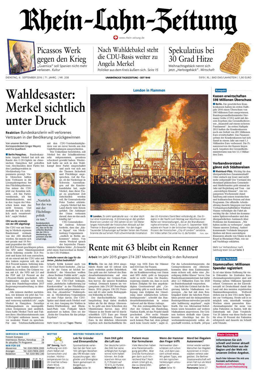 Rhein-Lahn-Zeitung vom Dienstag, 06.09.2016
