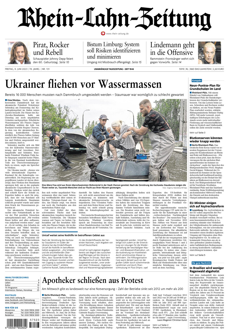 Rhein-Lahn-Zeitung vom Freitag, 09.06.2023