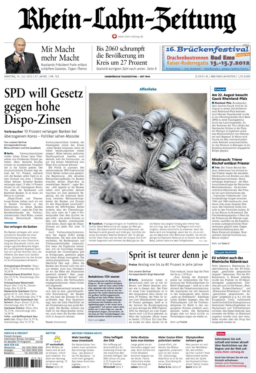 Rhein-Lahn-Zeitung vom Samstag, 14.07.2012