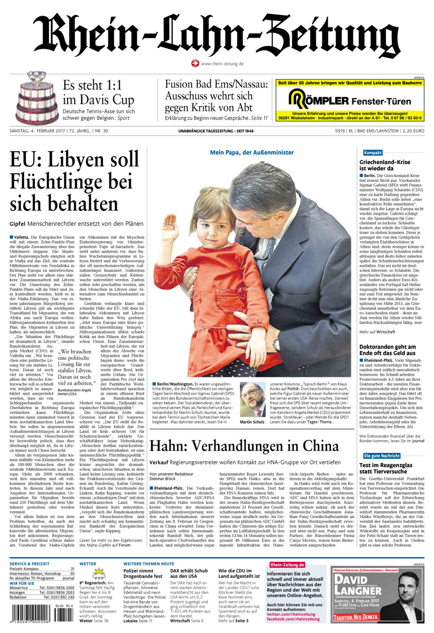 Rhein-Lahn-Zeitung vom Samstag, 04.02.2017