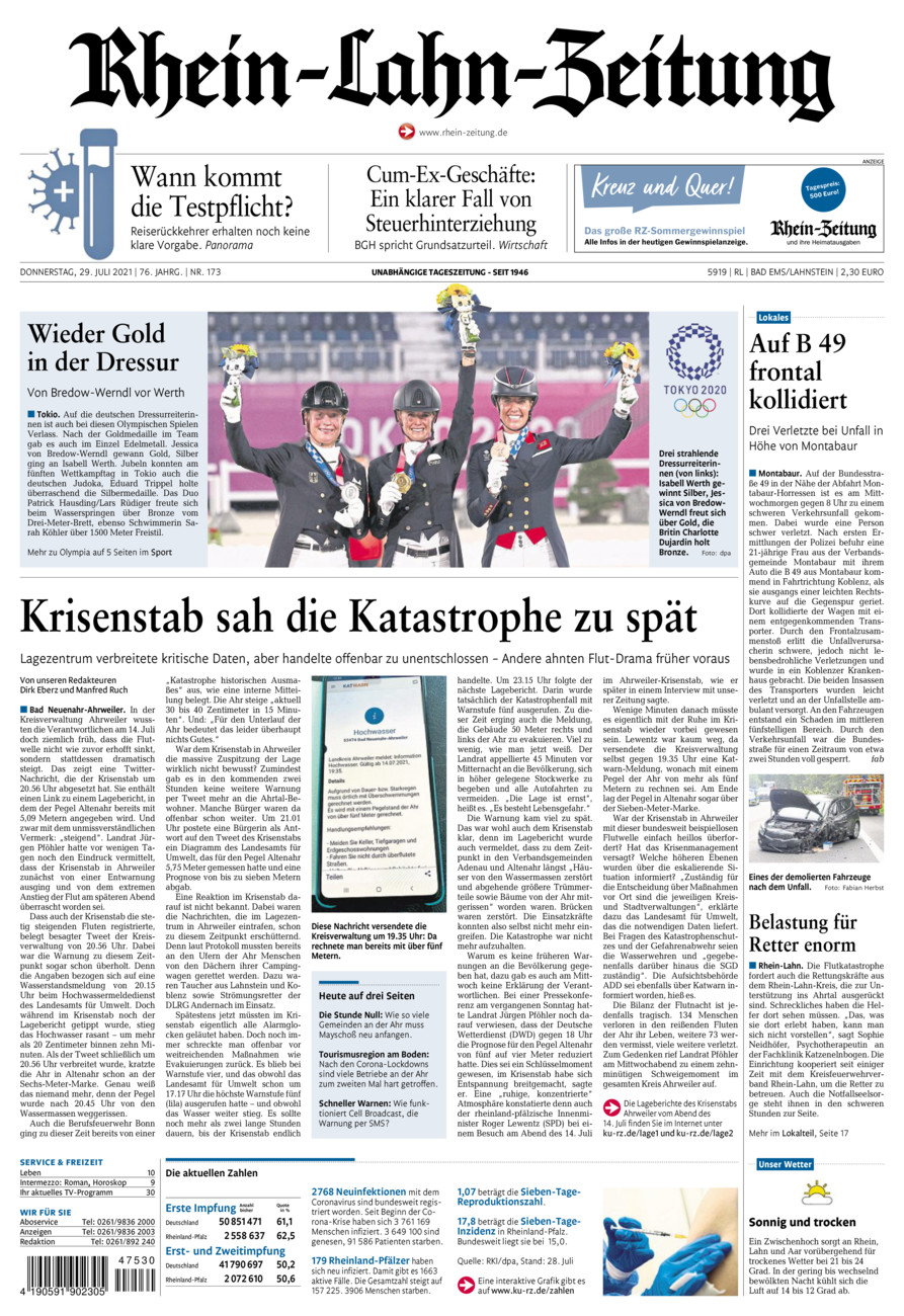 Rhein-Lahn-Zeitung vom Donnerstag, 29.07.2021