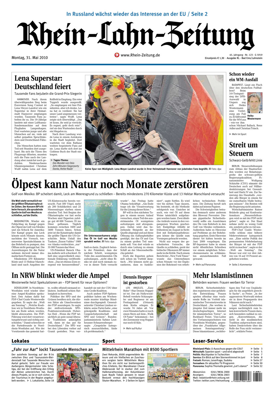 Rhein-Lahn-Zeitung vom Montag, 31.05.2010