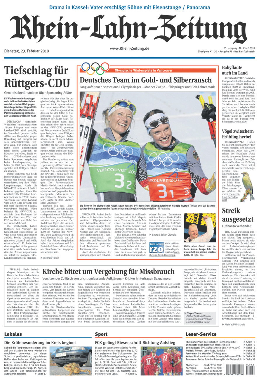 Rhein-Lahn-Zeitung vom Dienstag, 23.02.2010