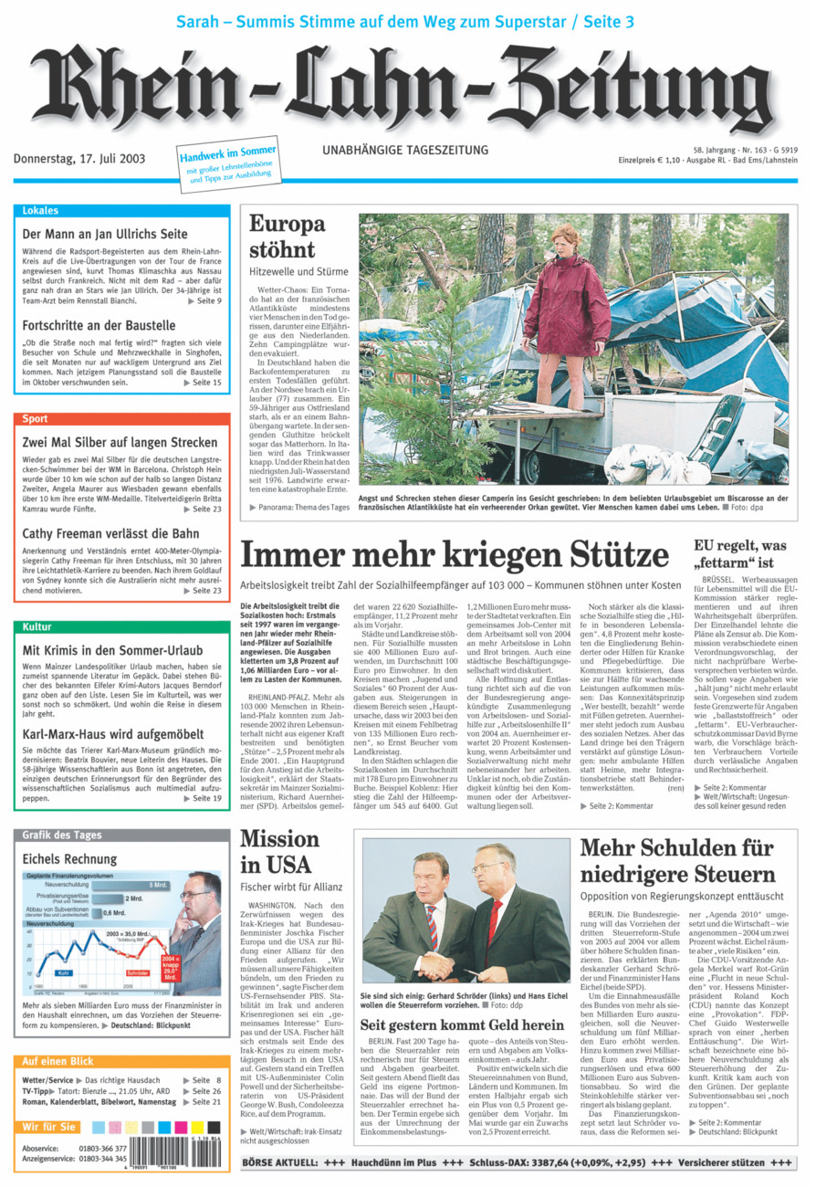 Rhein-Lahn-Zeitung vom Donnerstag, 17.07.2003