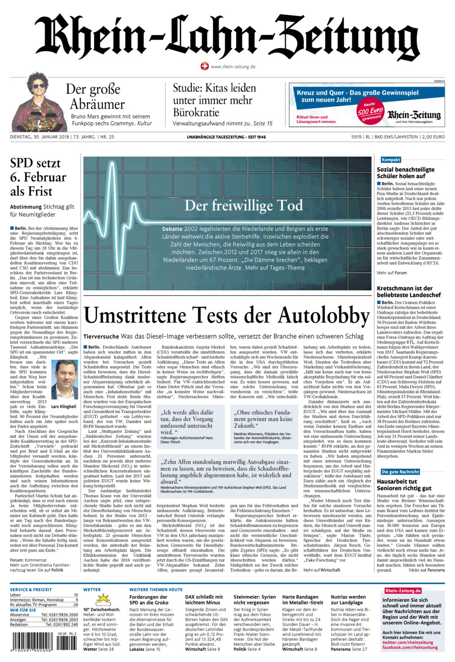 Rhein-Lahn-Zeitung vom Dienstag, 30.01.2018