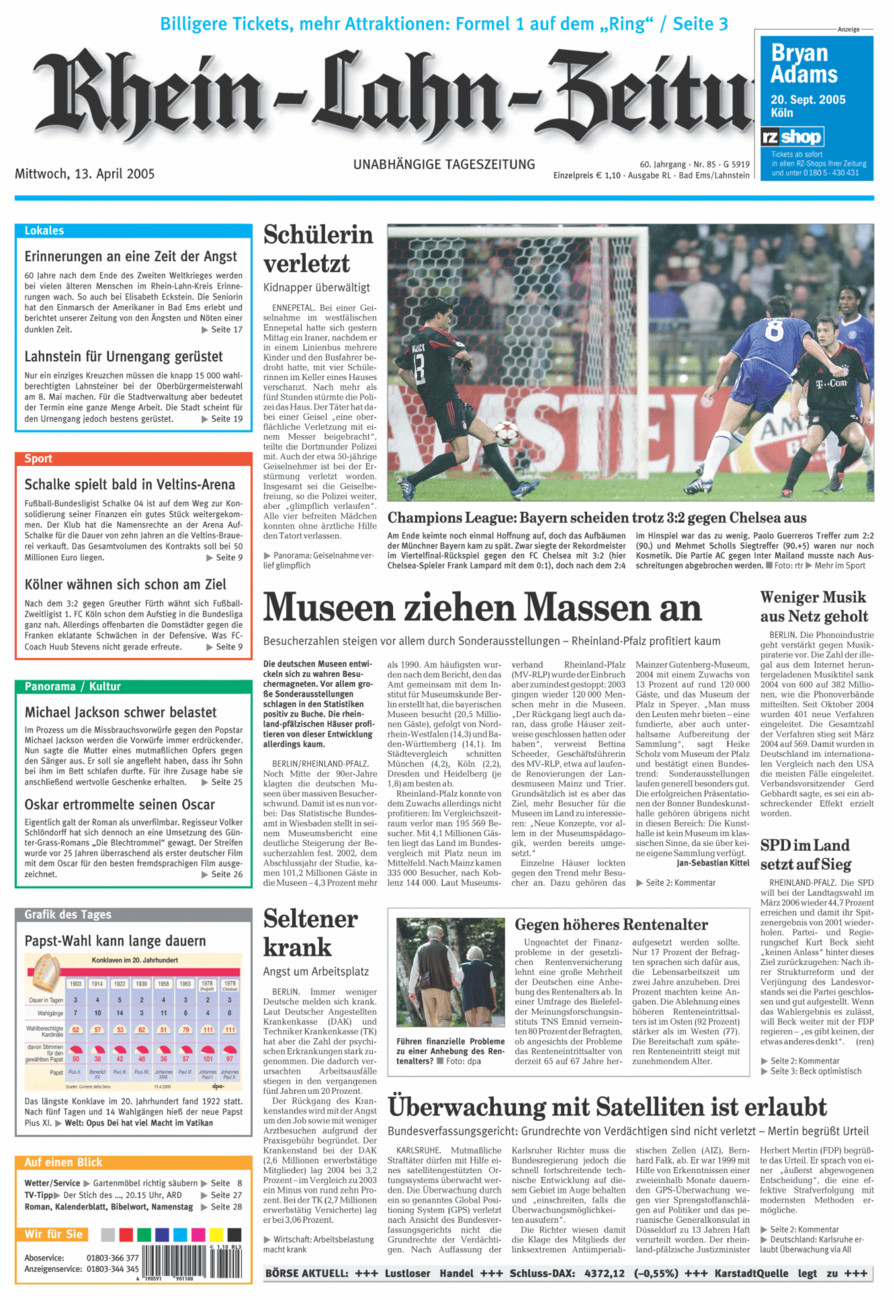 Rhein-Lahn-Zeitung vom Mittwoch, 13.04.2005