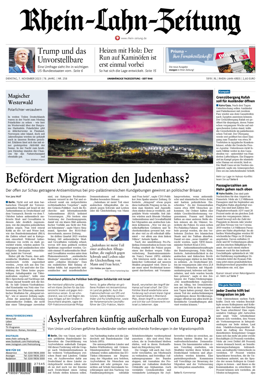 Rhein-Lahn-Zeitung vom Dienstag, 07.11.2023