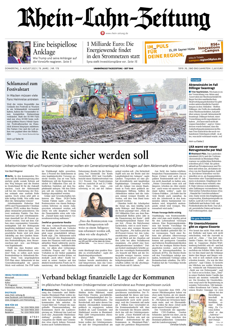 Rhein-Lahn-Zeitung vom Donnerstag, 03.08.2023