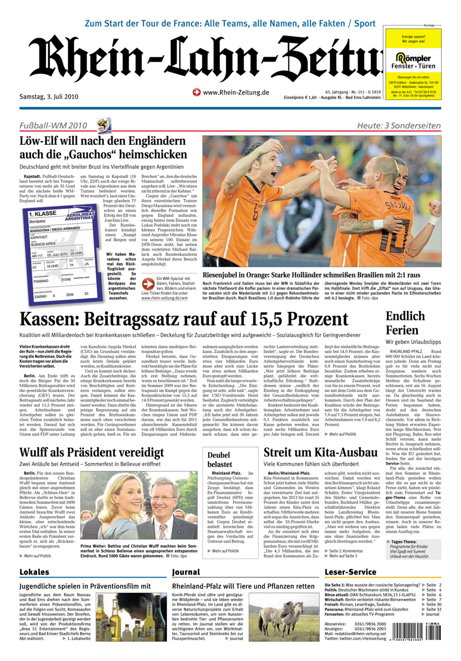 Rhein-Lahn-Zeitung vom Samstag, 03.07.2010