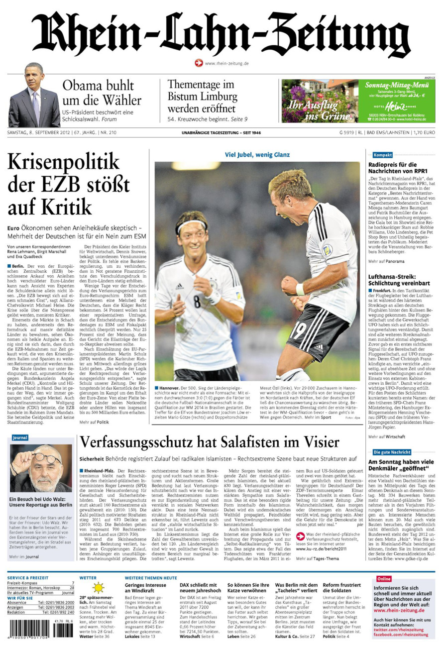 Rhein-Lahn-Zeitung vom Samstag, 08.09.2012