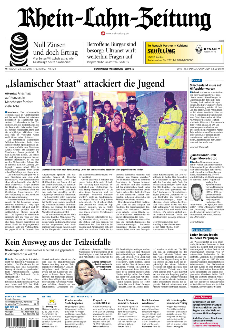 Rhein-Lahn-Zeitung vom Mittwoch, 24.05.2017