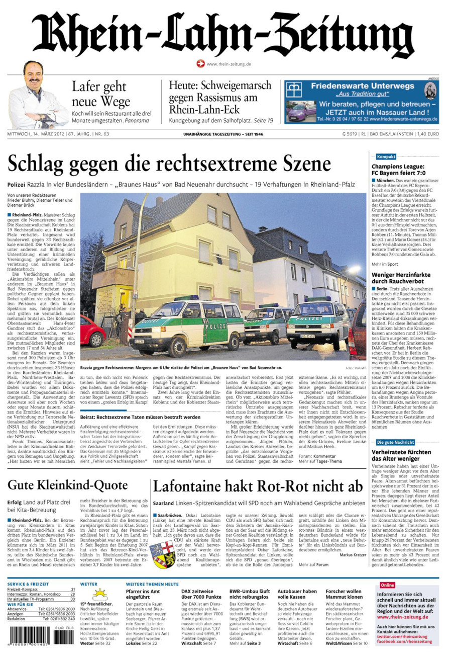 Rhein-Lahn-Zeitung vom Mittwoch, 14.03.2012