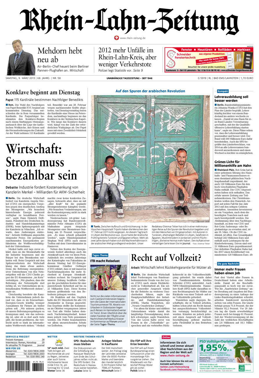 Rhein-Lahn-Zeitung vom Samstag, 09.03.2013