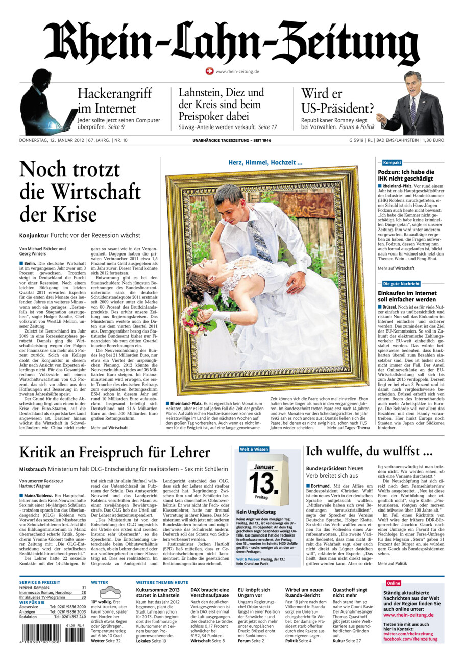 Rhein-Lahn-Zeitung vom Donnerstag, 12.01.2012