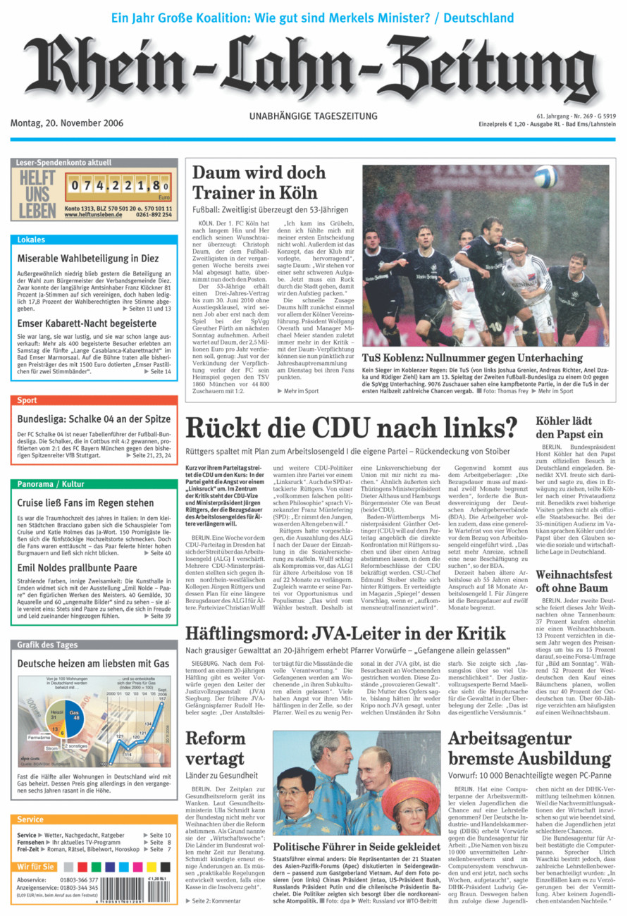 Rhein-Lahn-Zeitung vom Montag, 20.11.2006