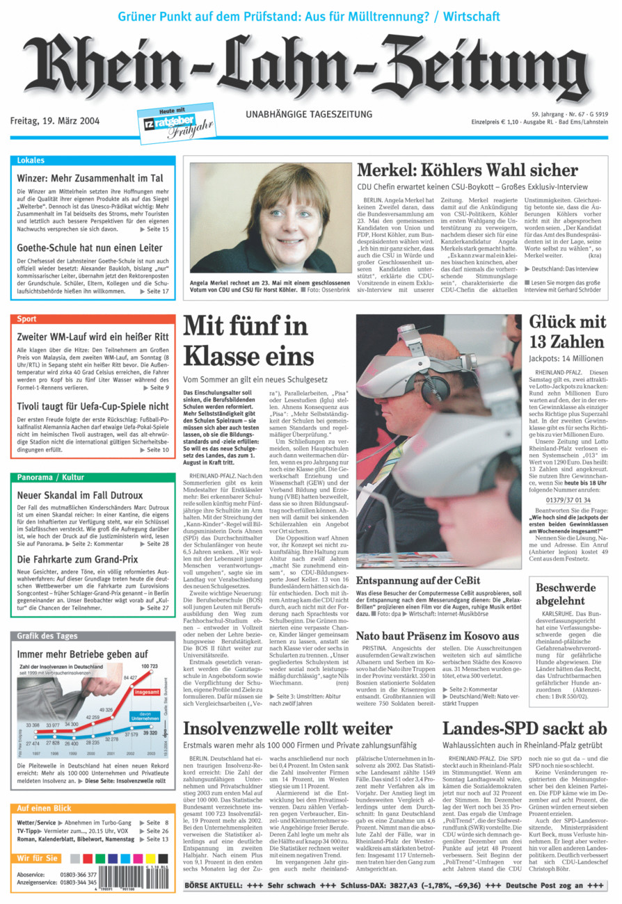 Rhein-Lahn-Zeitung vom Freitag, 19.03.2004
