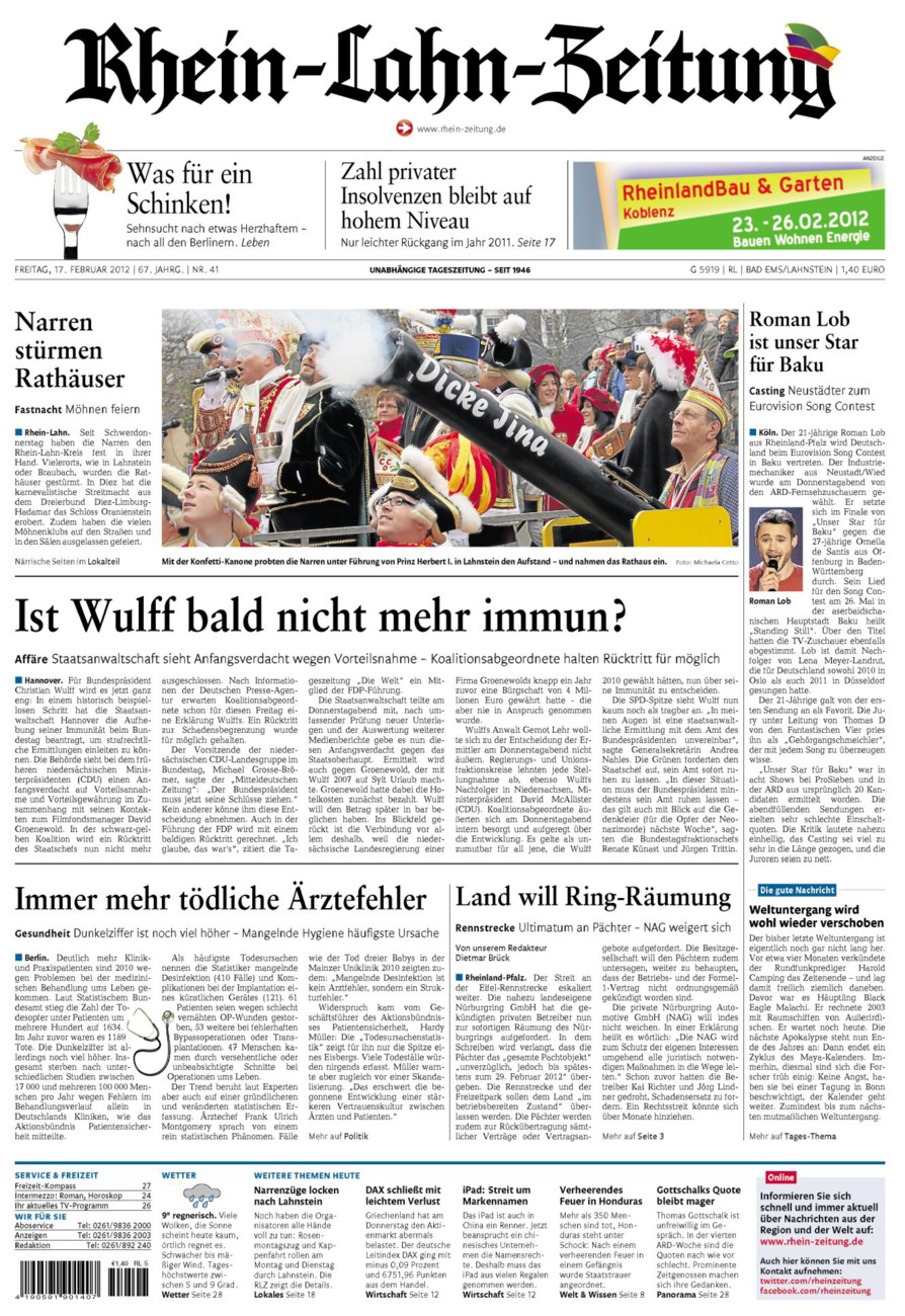 Rhein-Lahn-Zeitung vom Freitag, 17.02.2012