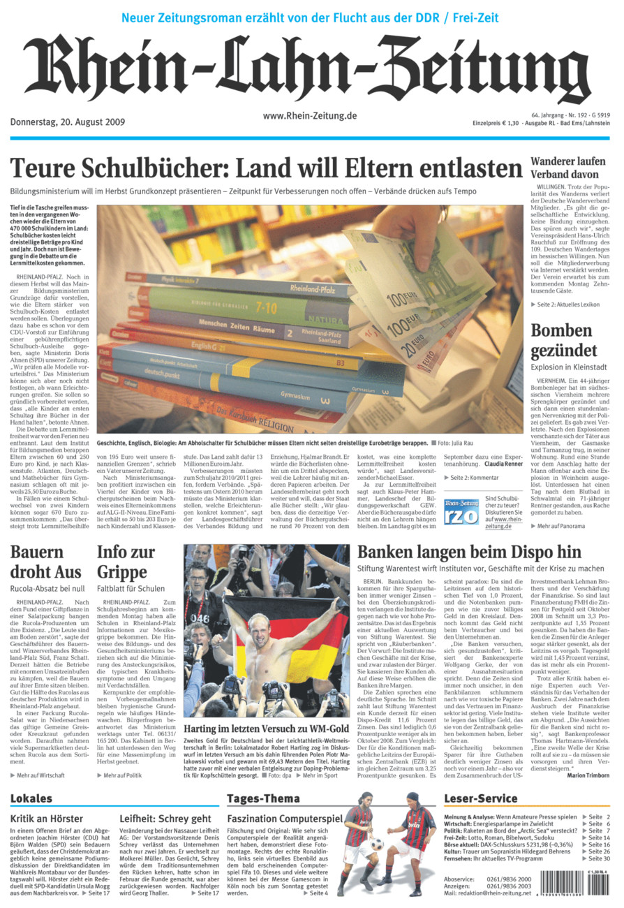 Rhein-Lahn-Zeitung vom Donnerstag, 20.08.2009