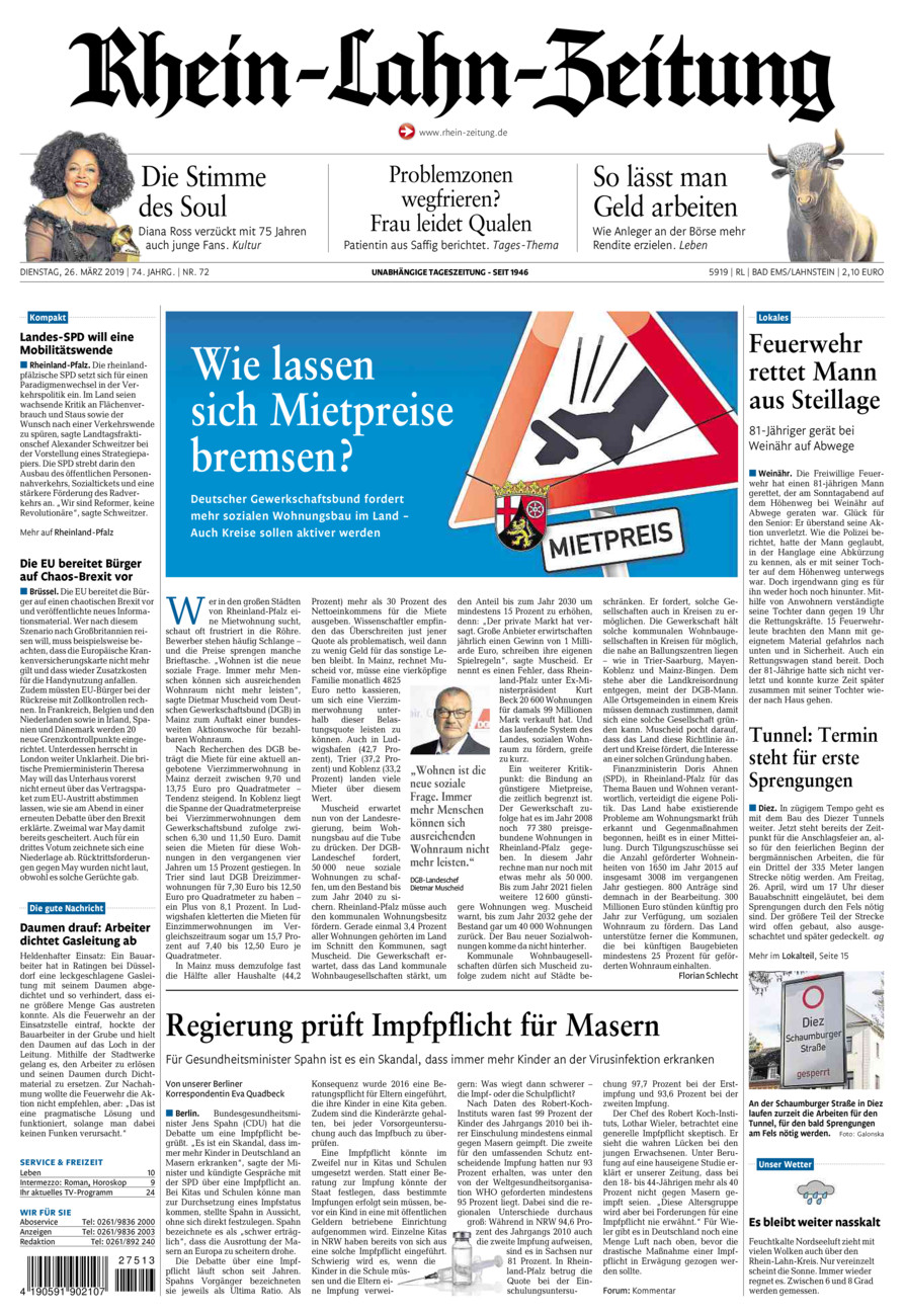 Rhein-Lahn-Zeitung vom Dienstag, 26.03.2019