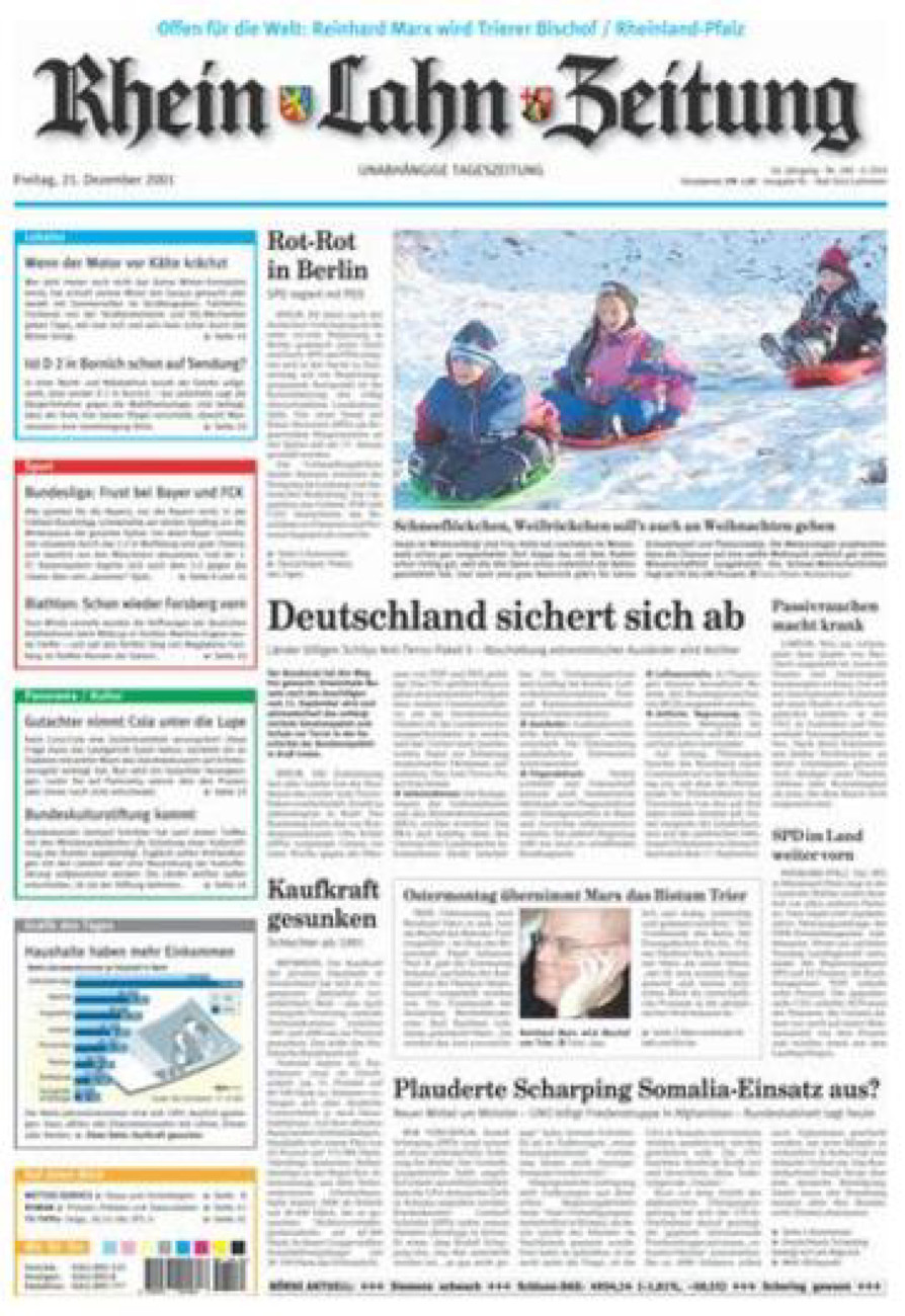 Rhein-Lahn-Zeitung vom Freitag, 21.12.2001