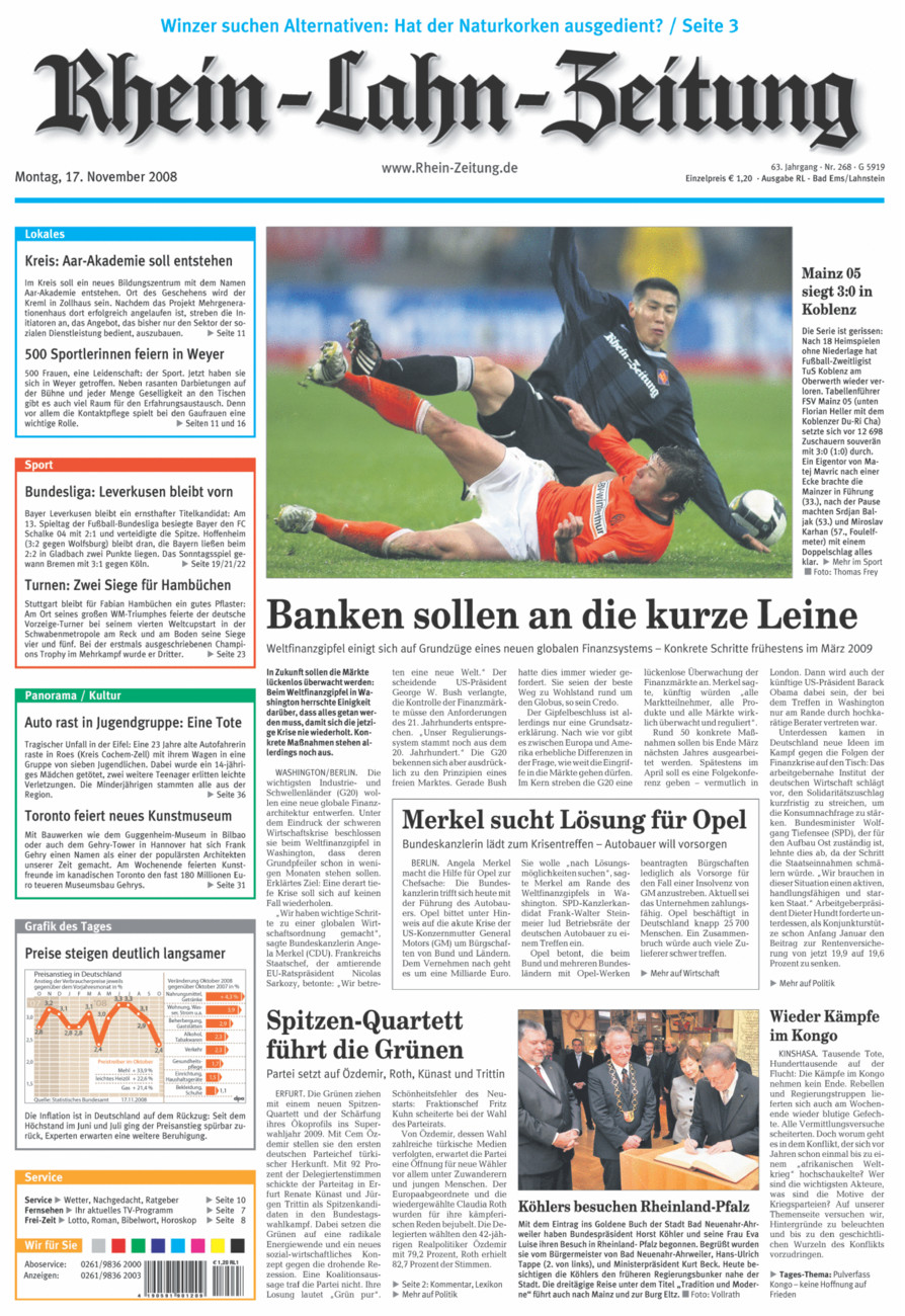 Rhein-Lahn-Zeitung vom Montag, 17.11.2008