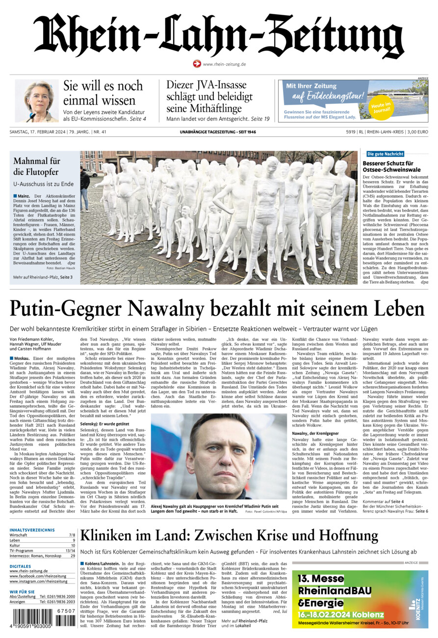Rhein-Lahn-Zeitung vom Samstag, 17.02.2024