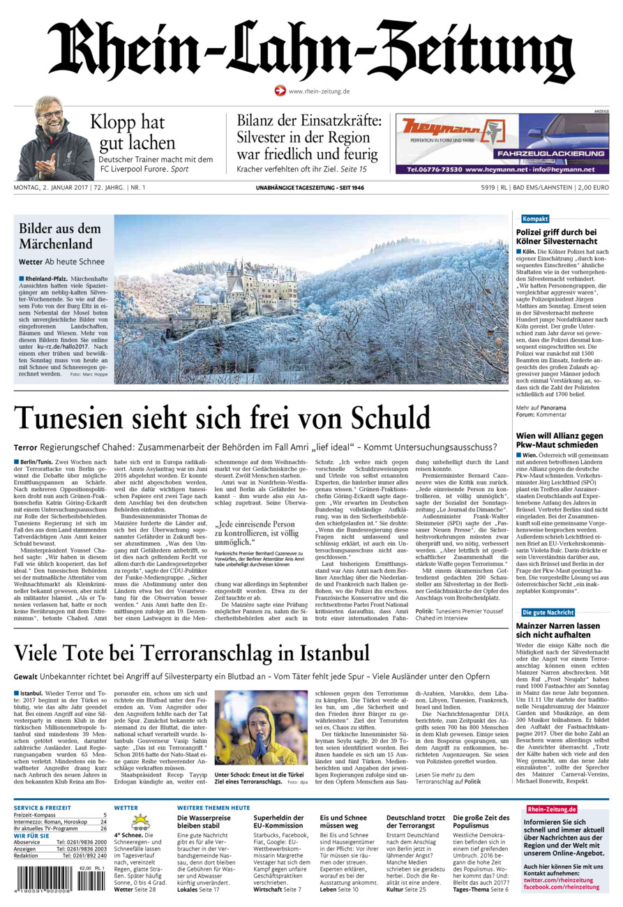 Rhein-Lahn-Zeitung vom Montag, 02.01.2017