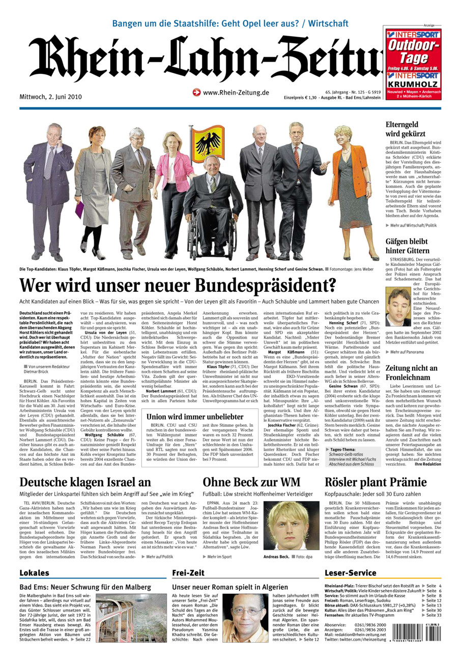 Rhein-Lahn-Zeitung vom Mittwoch, 02.06.2010