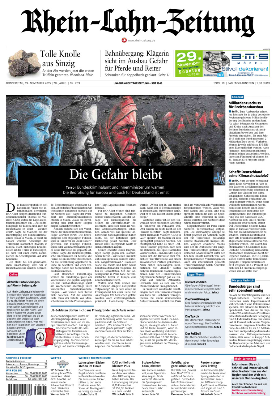 Rhein-Lahn-Zeitung vom Donnerstag, 19.11.2015