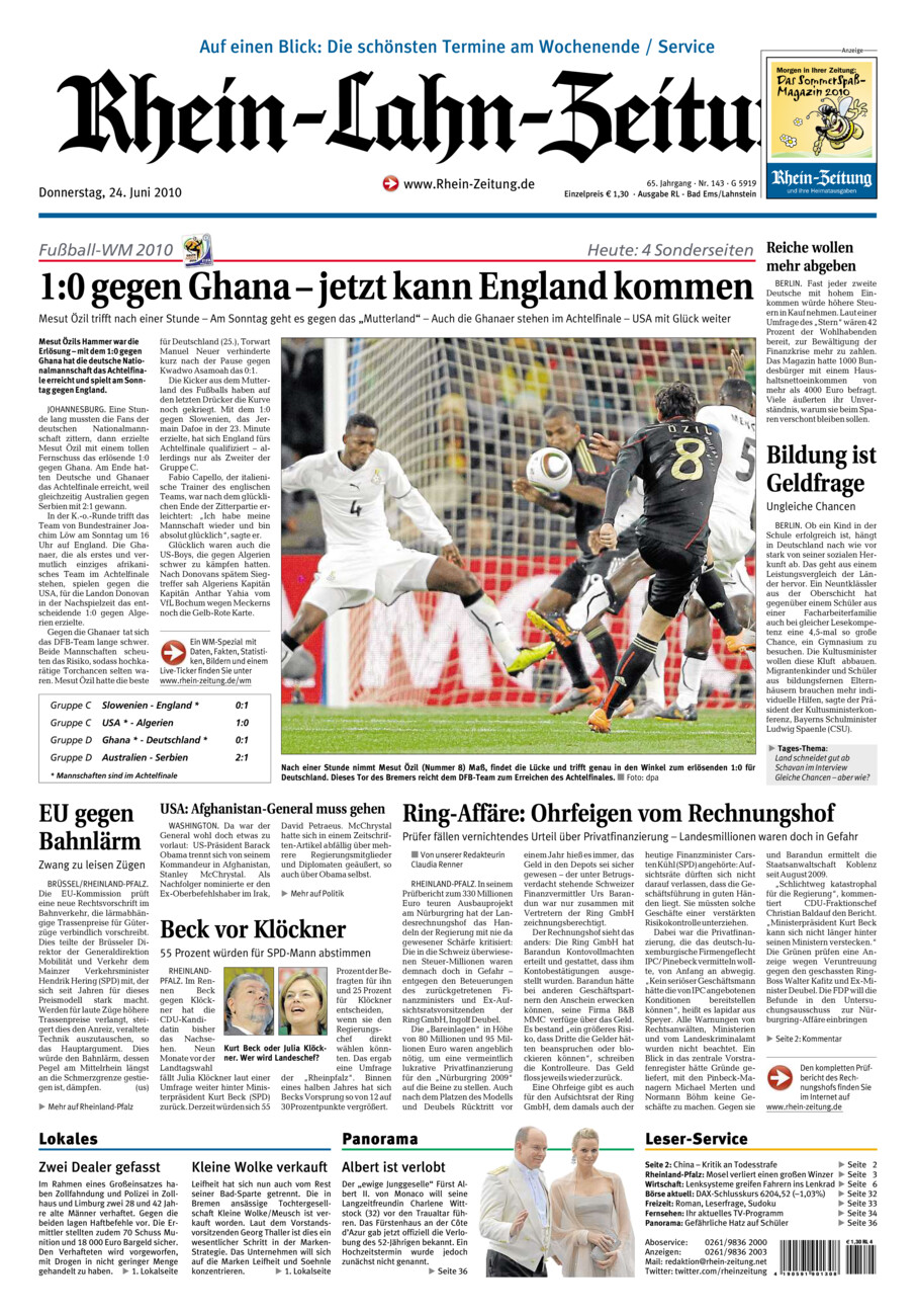 Rhein-Lahn-Zeitung vom Donnerstag, 24.06.2010